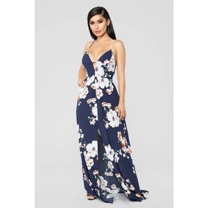 Fashion Nova Sun City Floral Dress - Navy - NWT